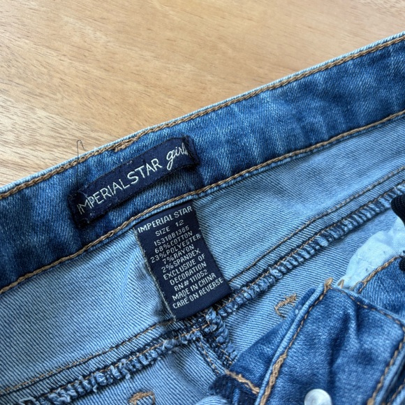 GIRLS Cropped Ripped Jeans with Embroidery - Size 12 - Picture 6 of 7